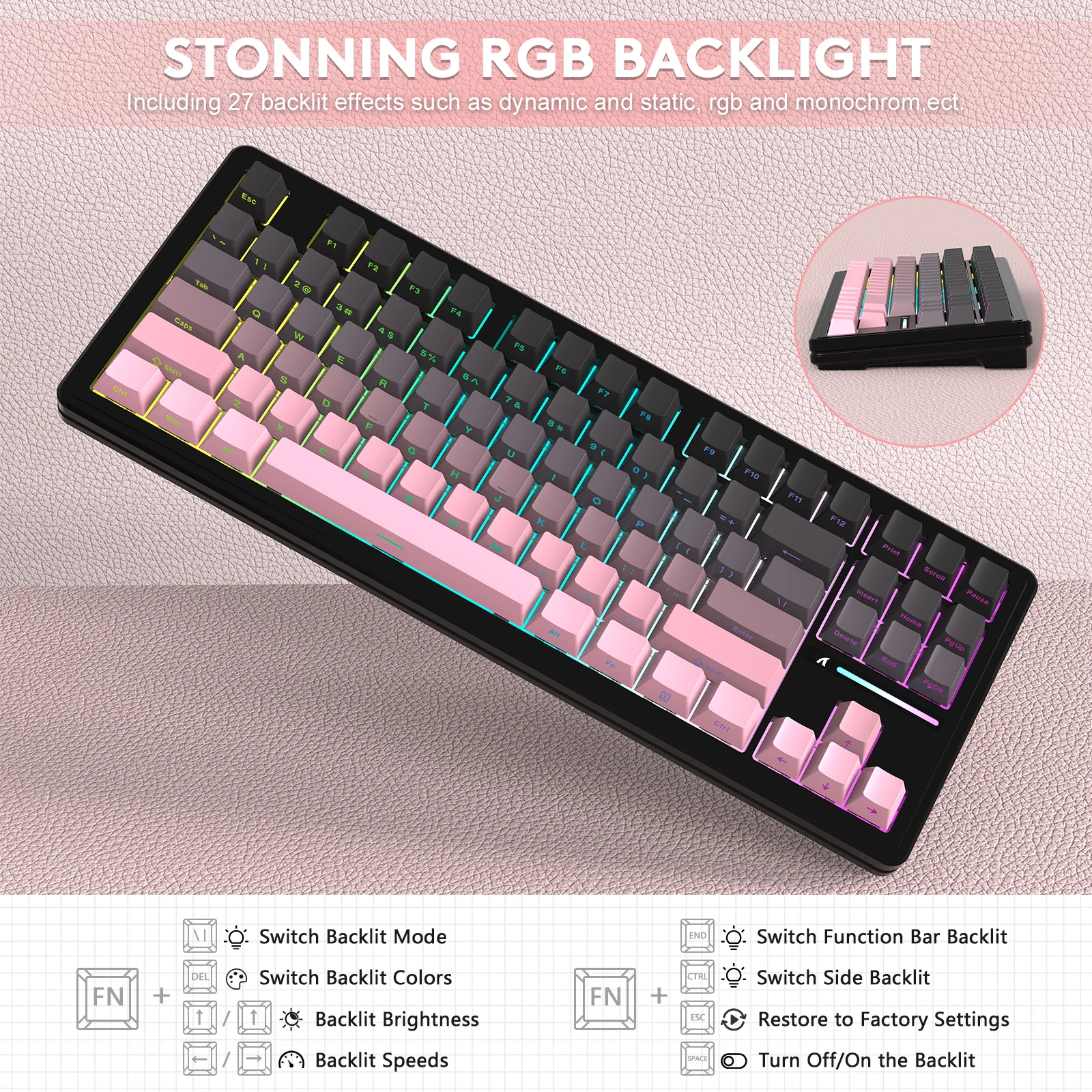 ATTACK SHARK M87PRO Wireless Mechanical Keyboard with Side Printed PBT Keycaps - Image 15
