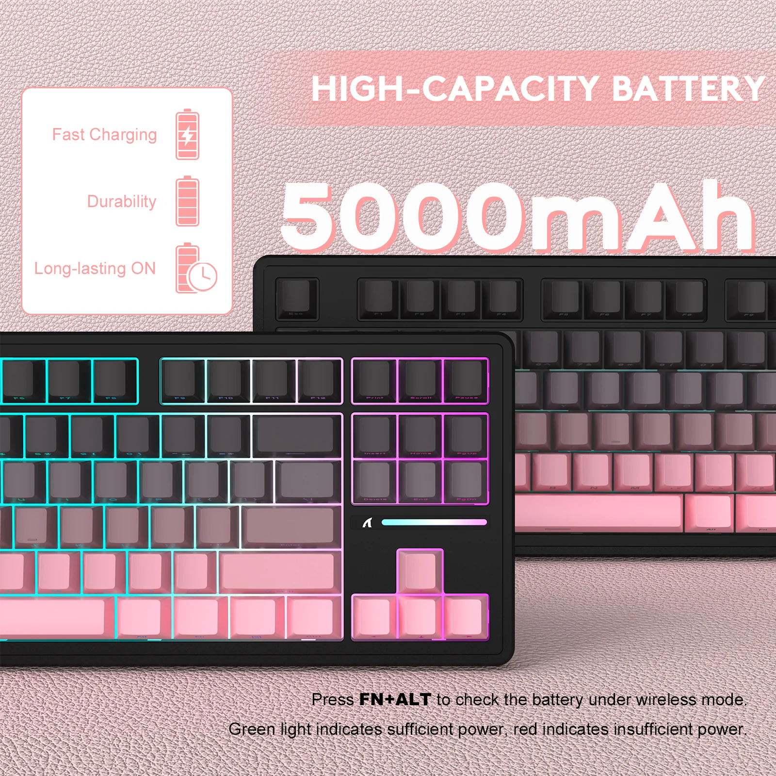 ATTACK SHARK M87PRO Wireless Mechanical Keyboard with Side Printed PBT Keycaps - Image 16