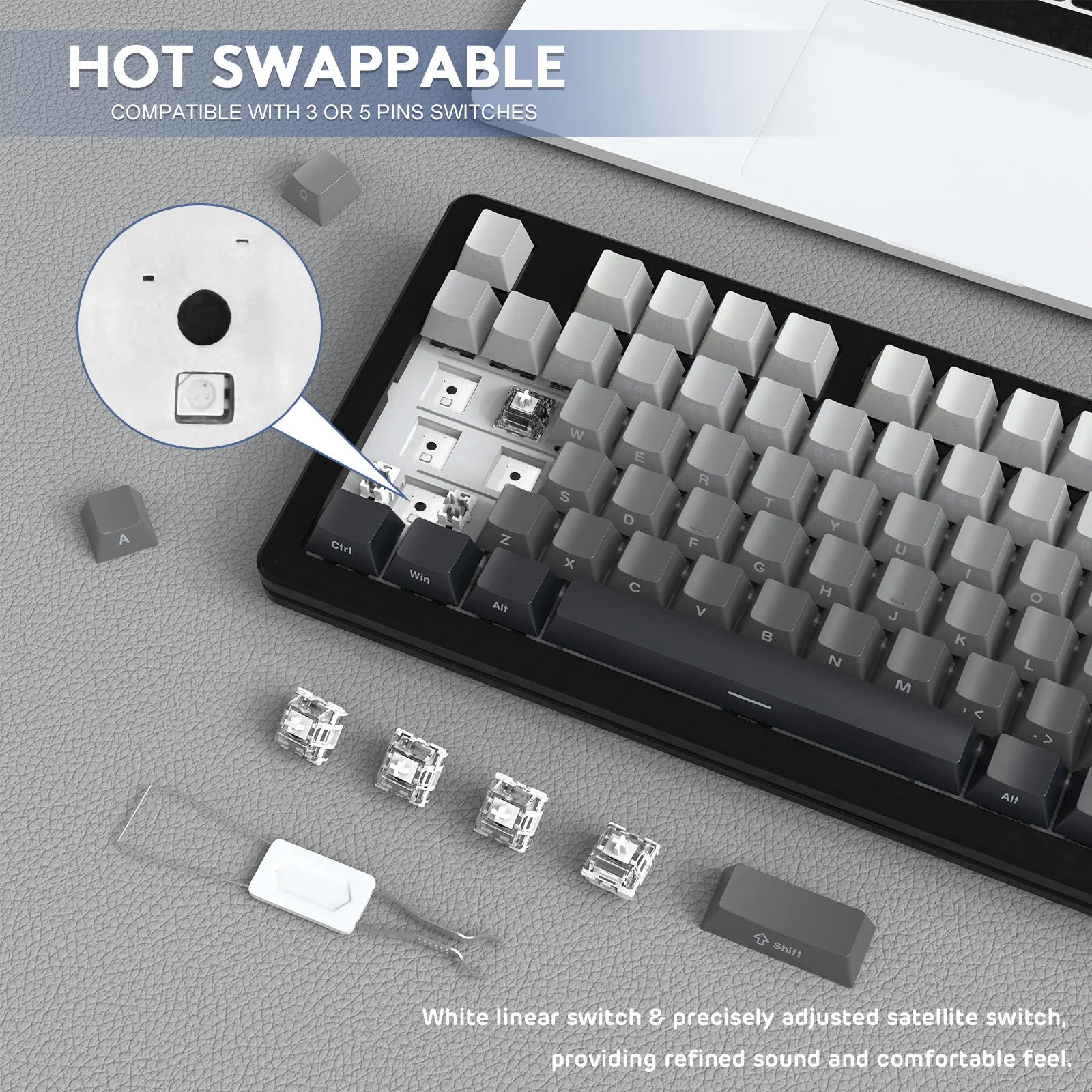 ATTACK SHARK M87PRO Wireless Mechanical Keyboard with Side Printed PBT Keycaps - Image 5