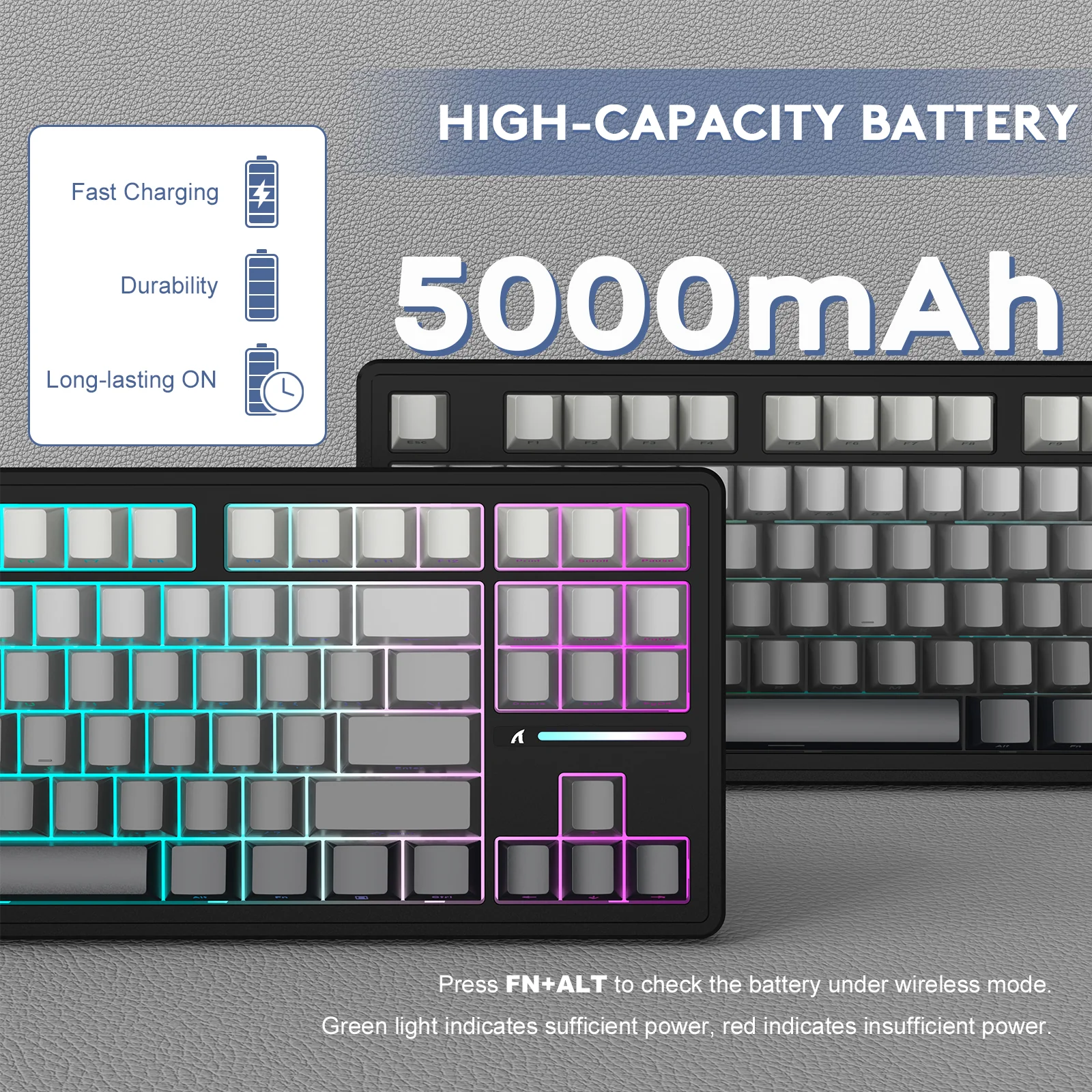 ATTACK SHARK M87PRO Wireless Mechanical Keyboard with Side Printed PBT Keycaps - Image 7