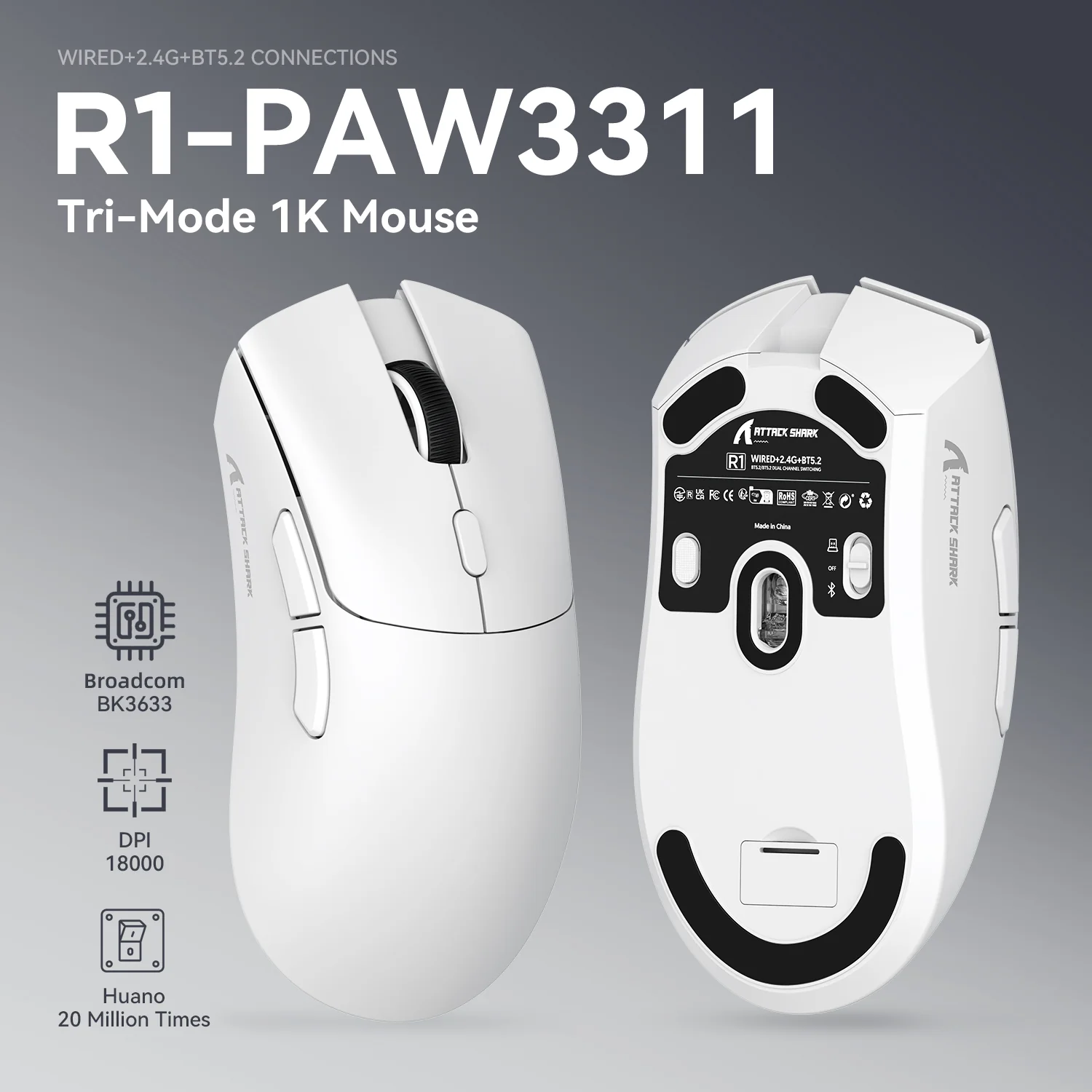 ATTACK SHARK R1 Wireless Gaming Mouse - Image 3