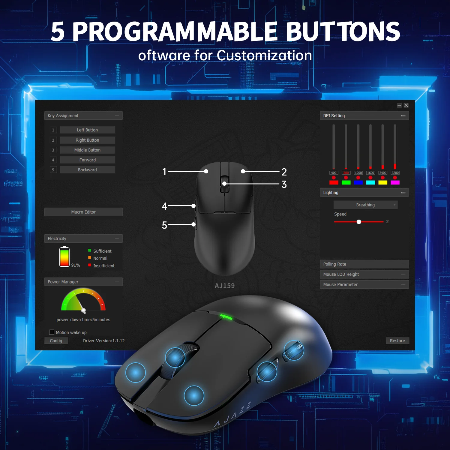 ATTACK SHARK x AJ159P Tri-mode Gaming Mouse with with Magnetic Charging Dock - Image 16