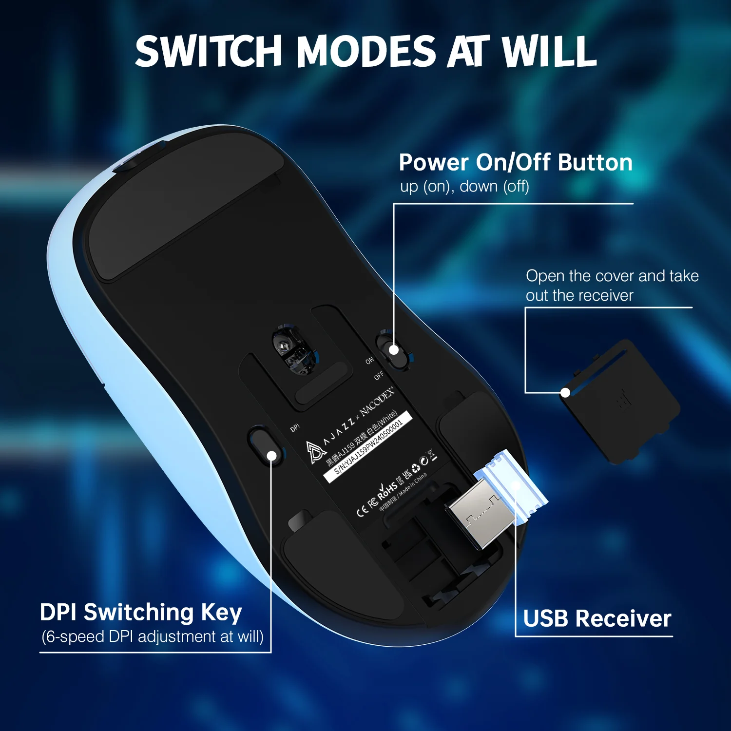 ATTACK SHARK x AJ159P Tri-mode Gaming Mouse with with Magnetic Charging Dock - Image 27