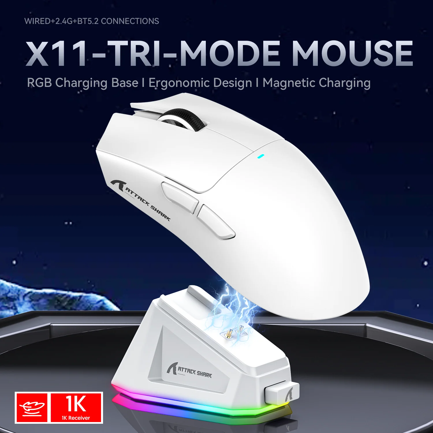 ATTACK SHARK X11 Wireless Gaming Mouse with Charging Dock - Image 4