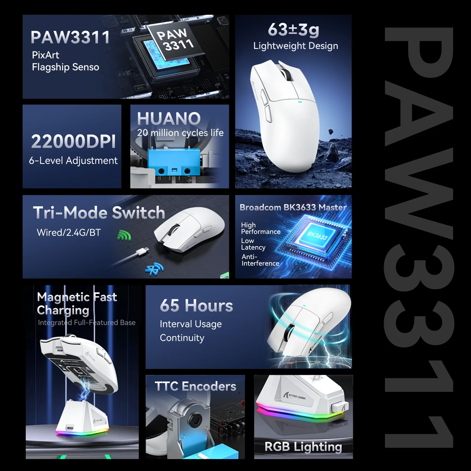 ATTACK SHARK X11 Wireless Gaming Mouse with Charging Dock - Image 9