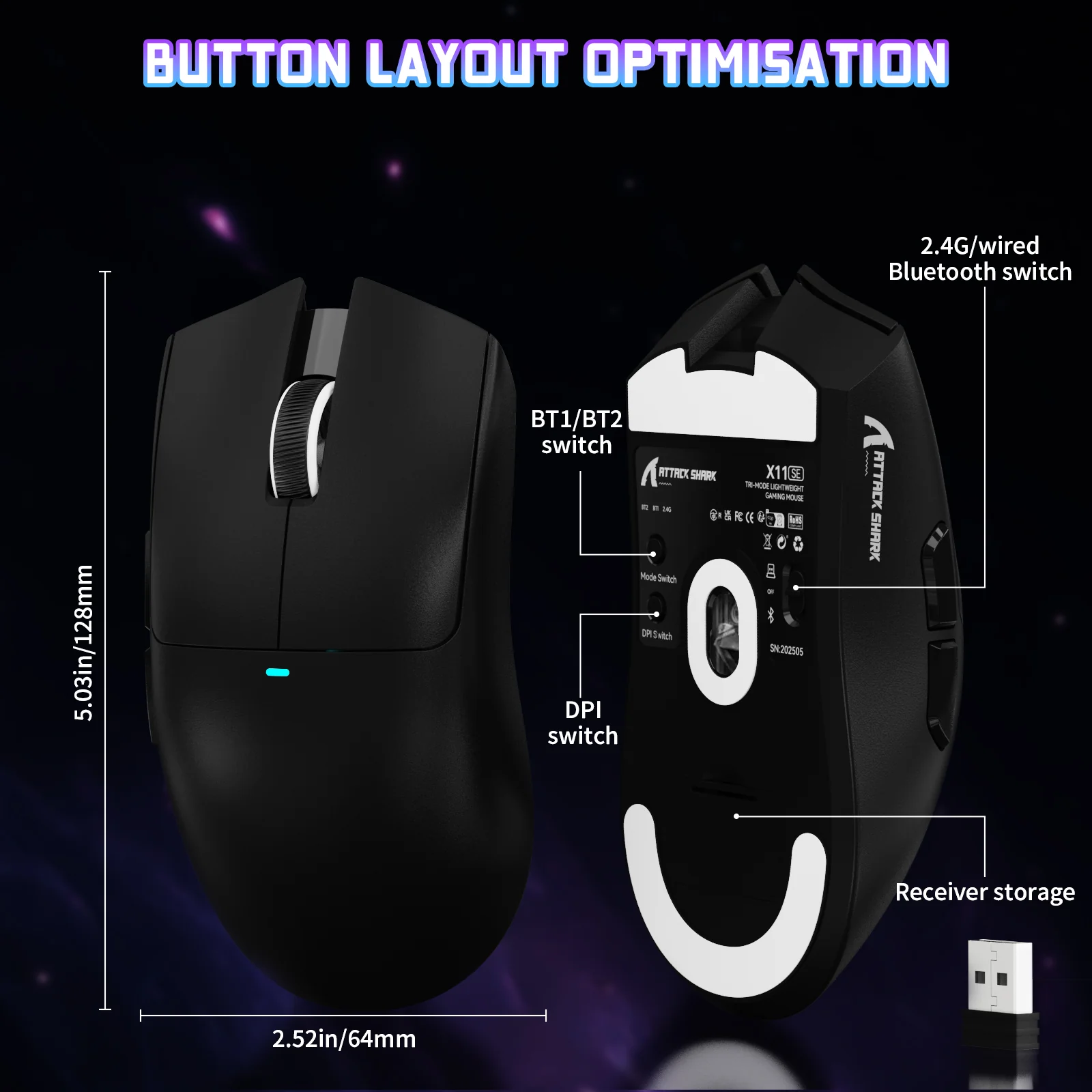 ATTACK SHARK X11SE Wireless Gaming Mouse - Image 16