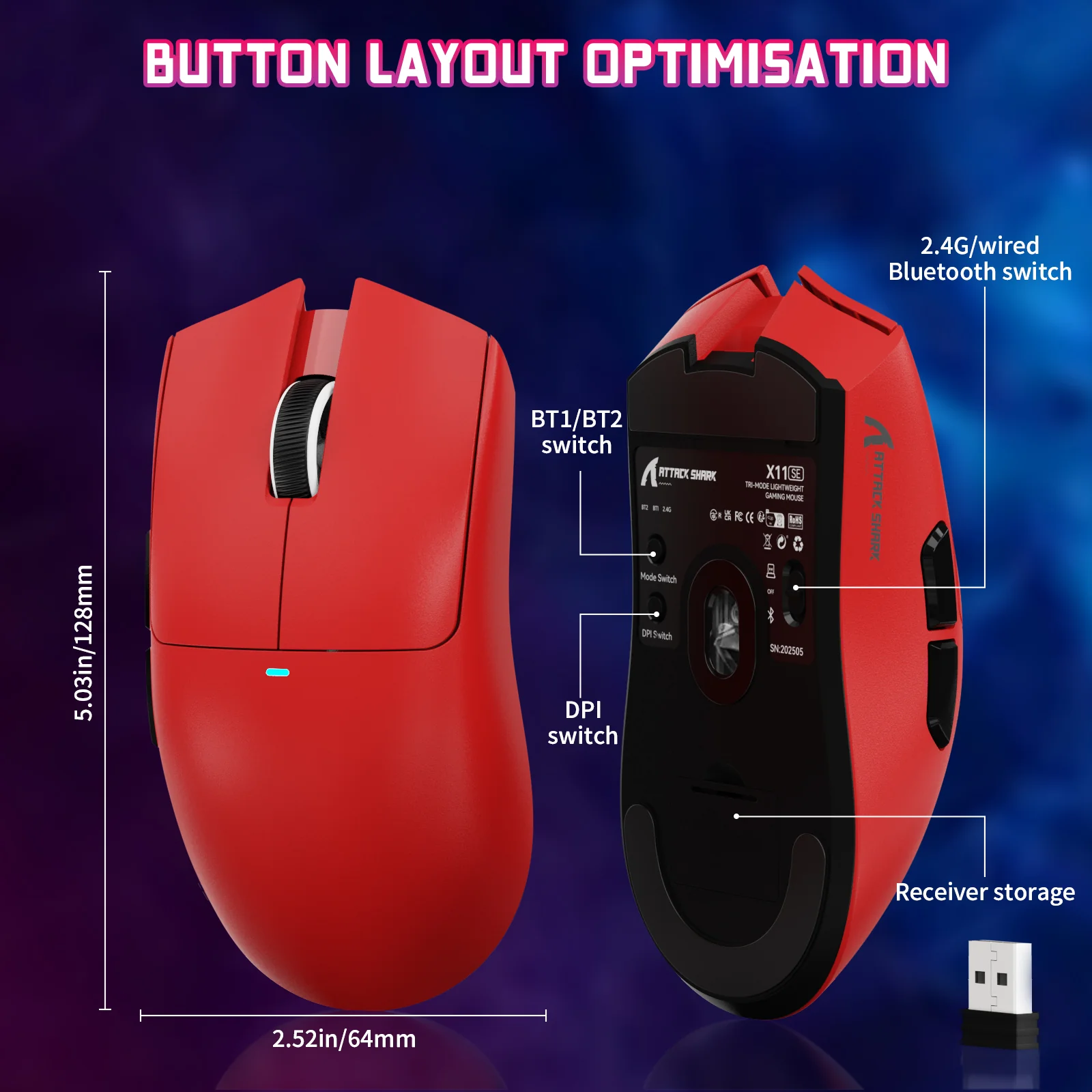 ATTACK SHARK X11SE Wireless Gaming Mouse - Image 24