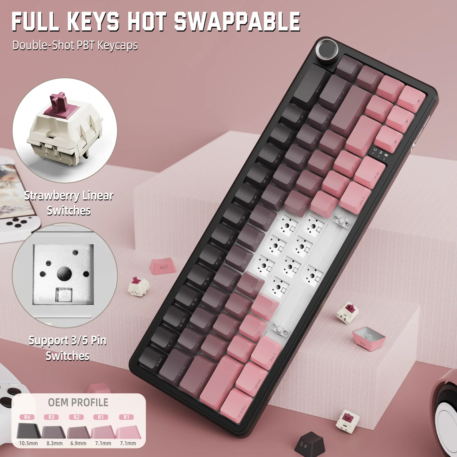 ATTACK SHARK X66 Wireless Mechanical Keyboard with Side Printed PBT Keycaps - Image 16