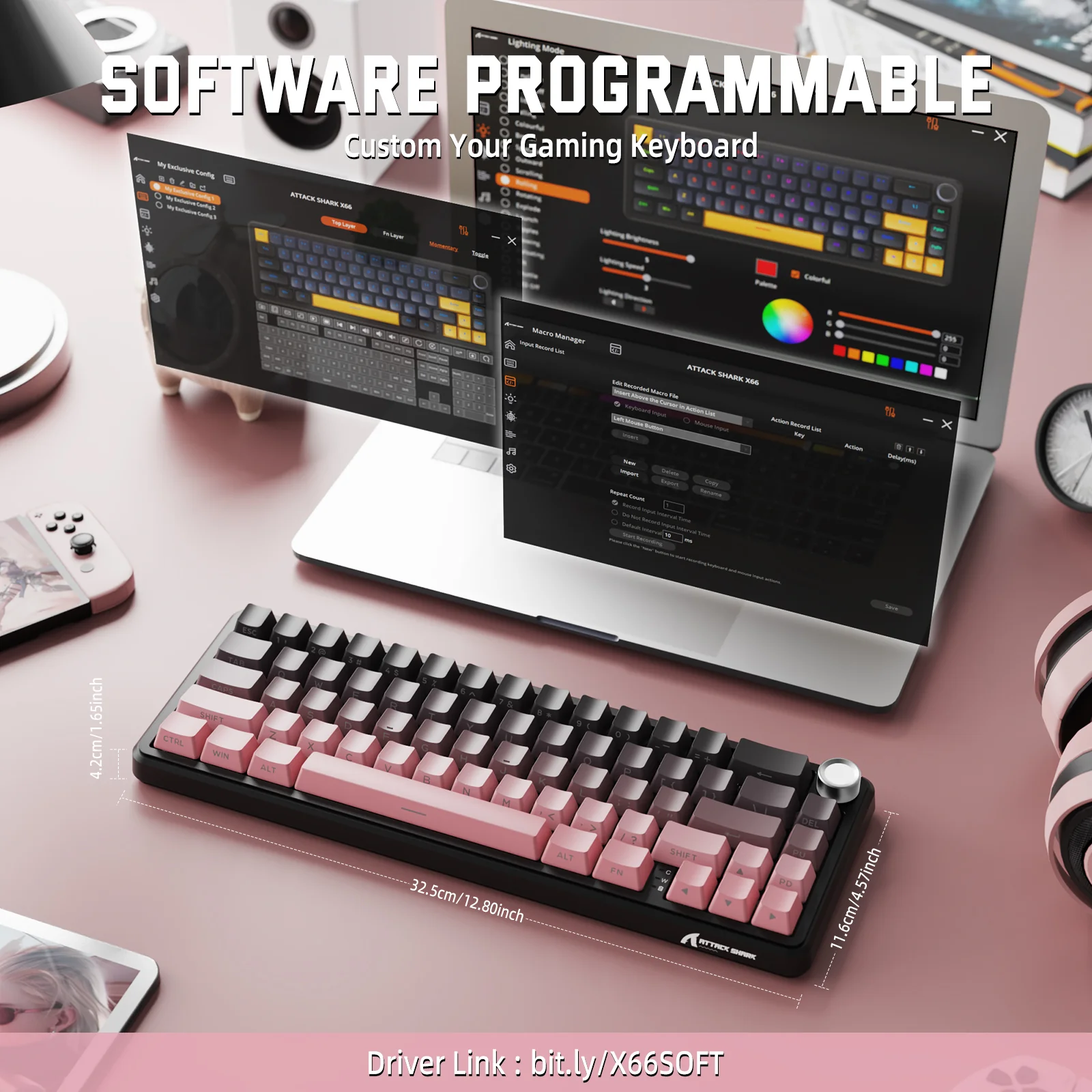 ATTACK SHARK X66 Wireless Mechanical Keyboard with Side Printed PBT Keycaps - Image 18