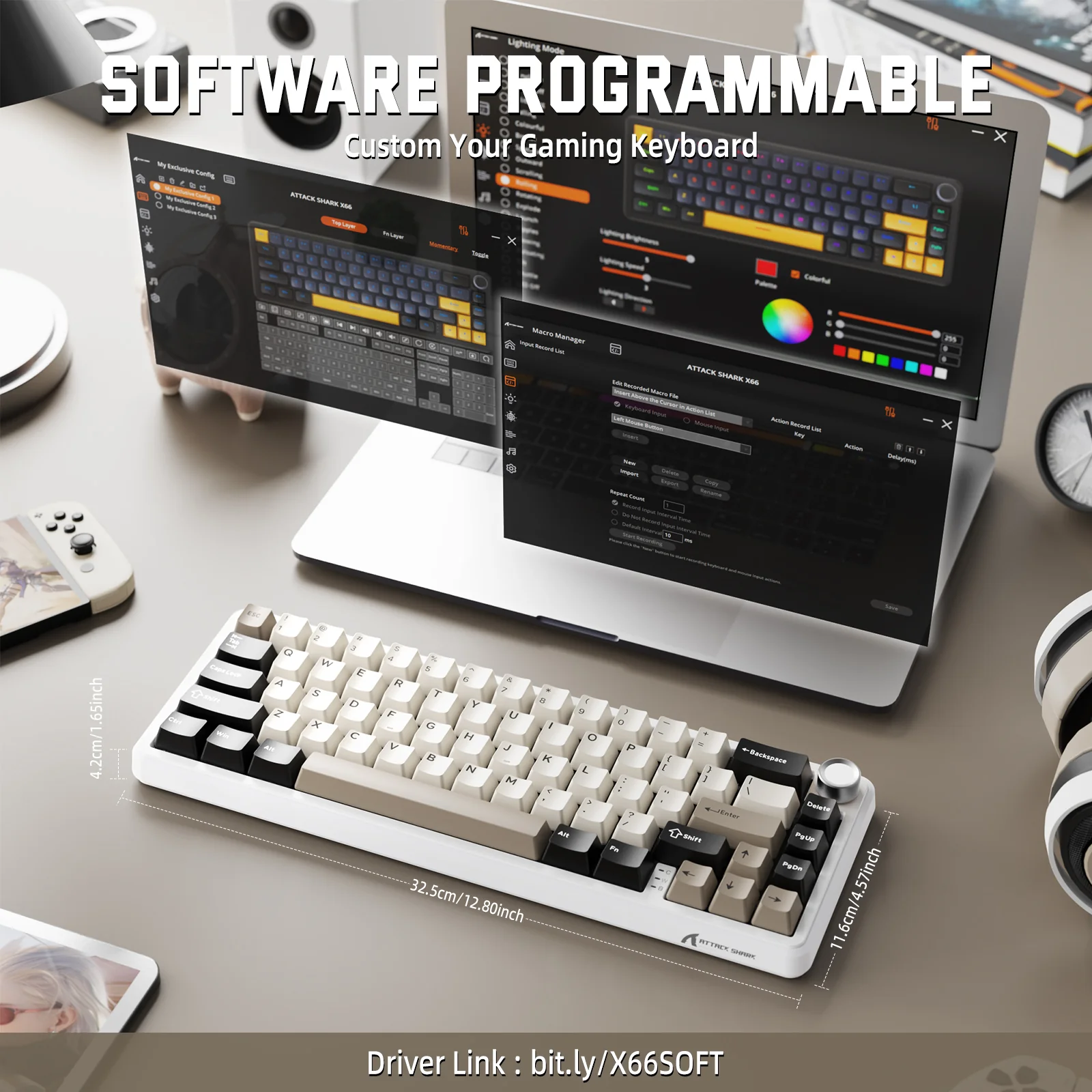 ATTACK SHARK X66 Wireless Mechanical Keyboard with Side Printed PBT Keycaps - Image 27