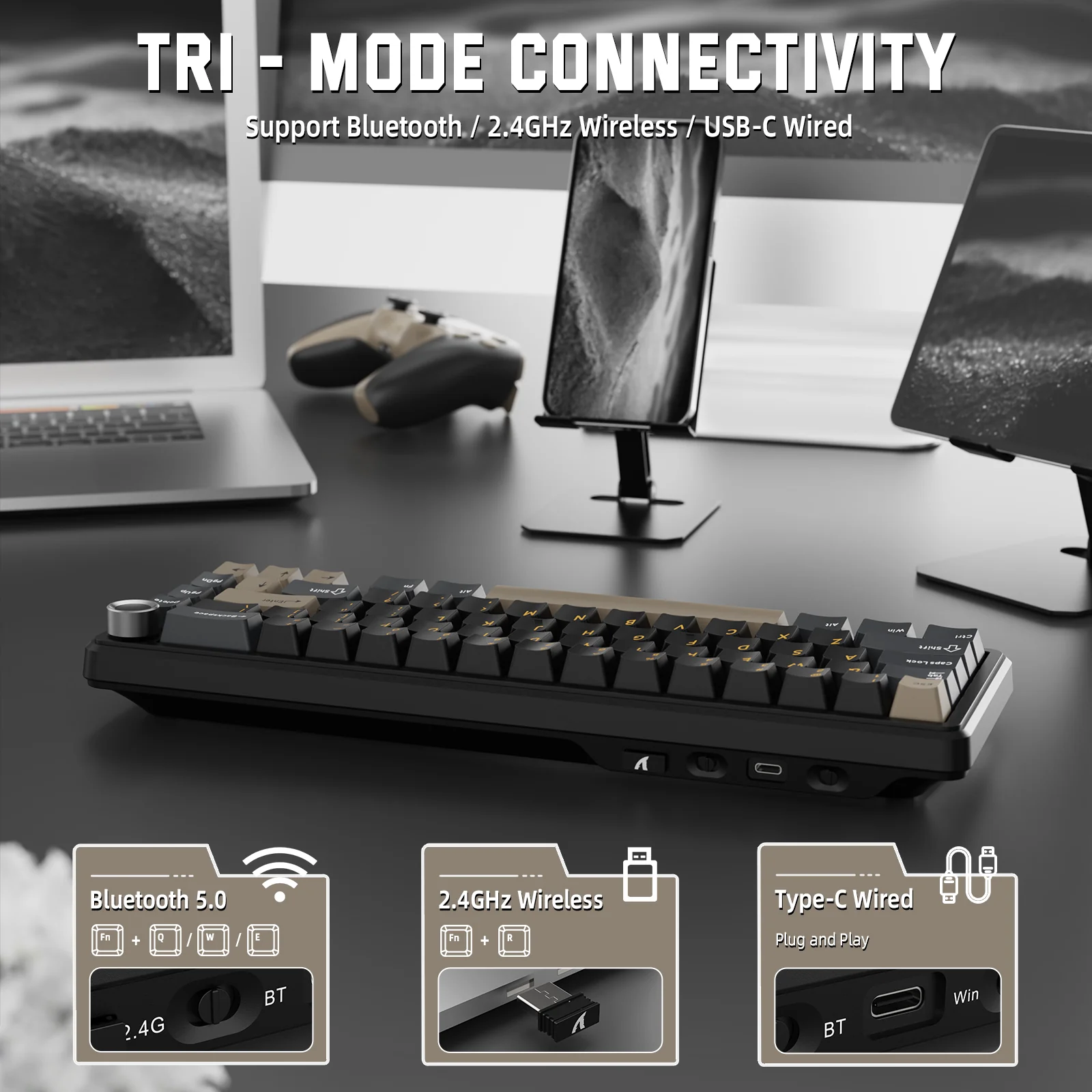 ATTACK SHARK X66 Wireless Mechanical Keyboard with Side Printed PBT Keycaps - Image 30