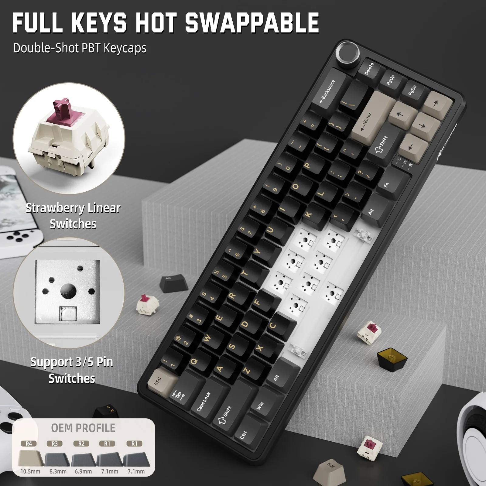 ATTACK SHARK X66 Wireless Mechanical Keyboard with Side Printed PBT Keycaps - Image 34