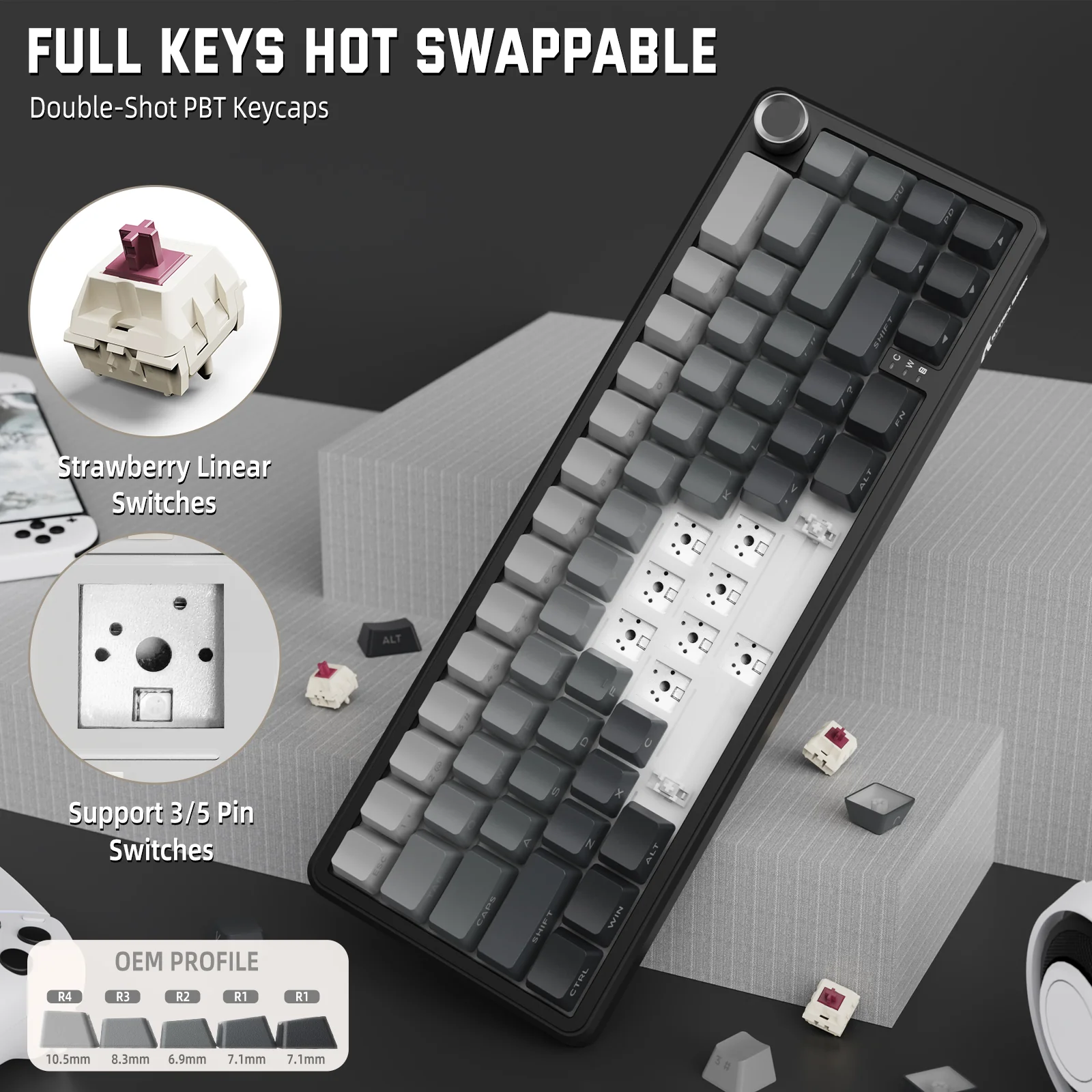 ATTACK SHARK X66 Wireless Mechanical Keyboard with Side Printed PBT Keycaps - Image 7