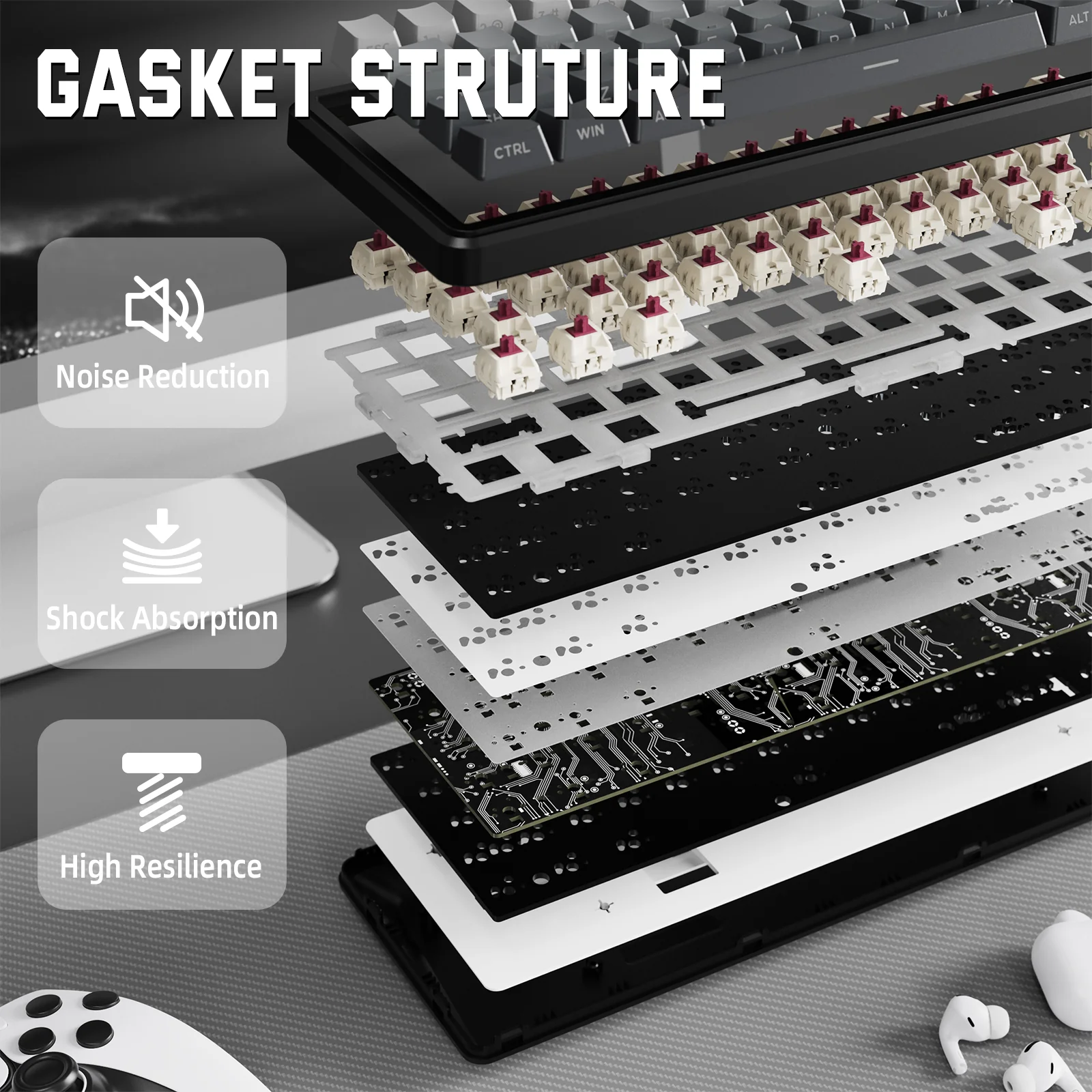 ATTACK SHARK X66 Wireless Mechanical Keyboard with Side Printed PBT Keycaps - Image 8