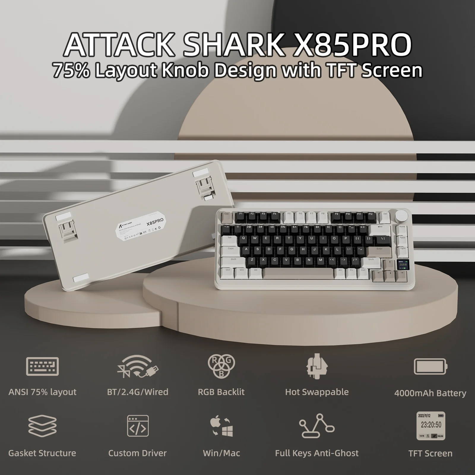 ATTACK SHARK X85PRO Tri-mode Gasket Mechanical Keyboard - Image 11