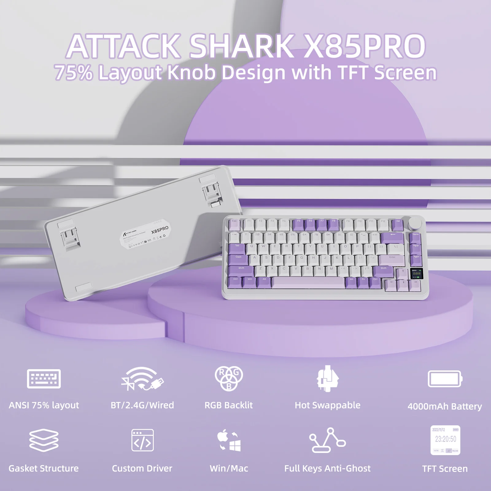 ATTACK SHARK X85PRO Tri-mode Gasket Mechanical Keyboard - Image 23