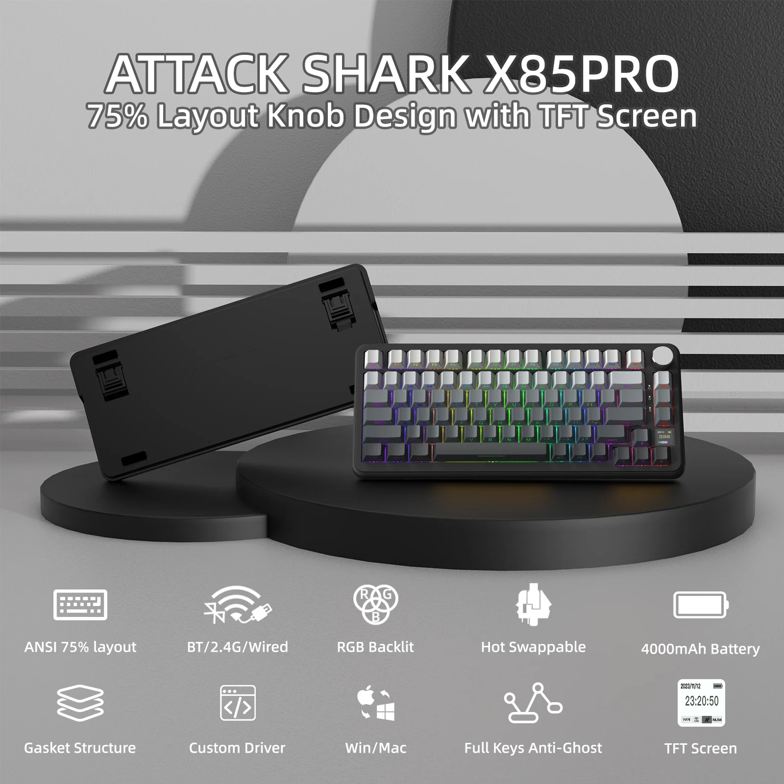ATTACK SHARK X85PRO Tri-mode Gasket Mechanical Keyboard - Image 32