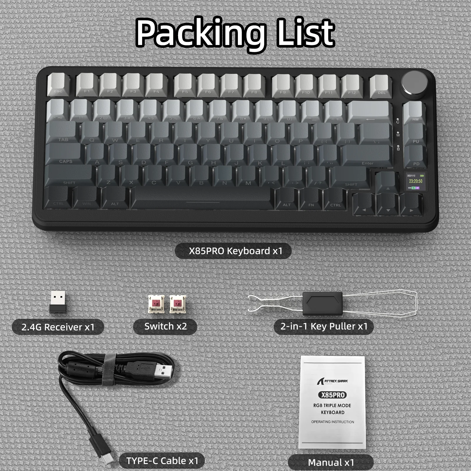 ATTACK SHARK X85PRO Tri-mode Gasket Mechanical Keyboard - Image 40