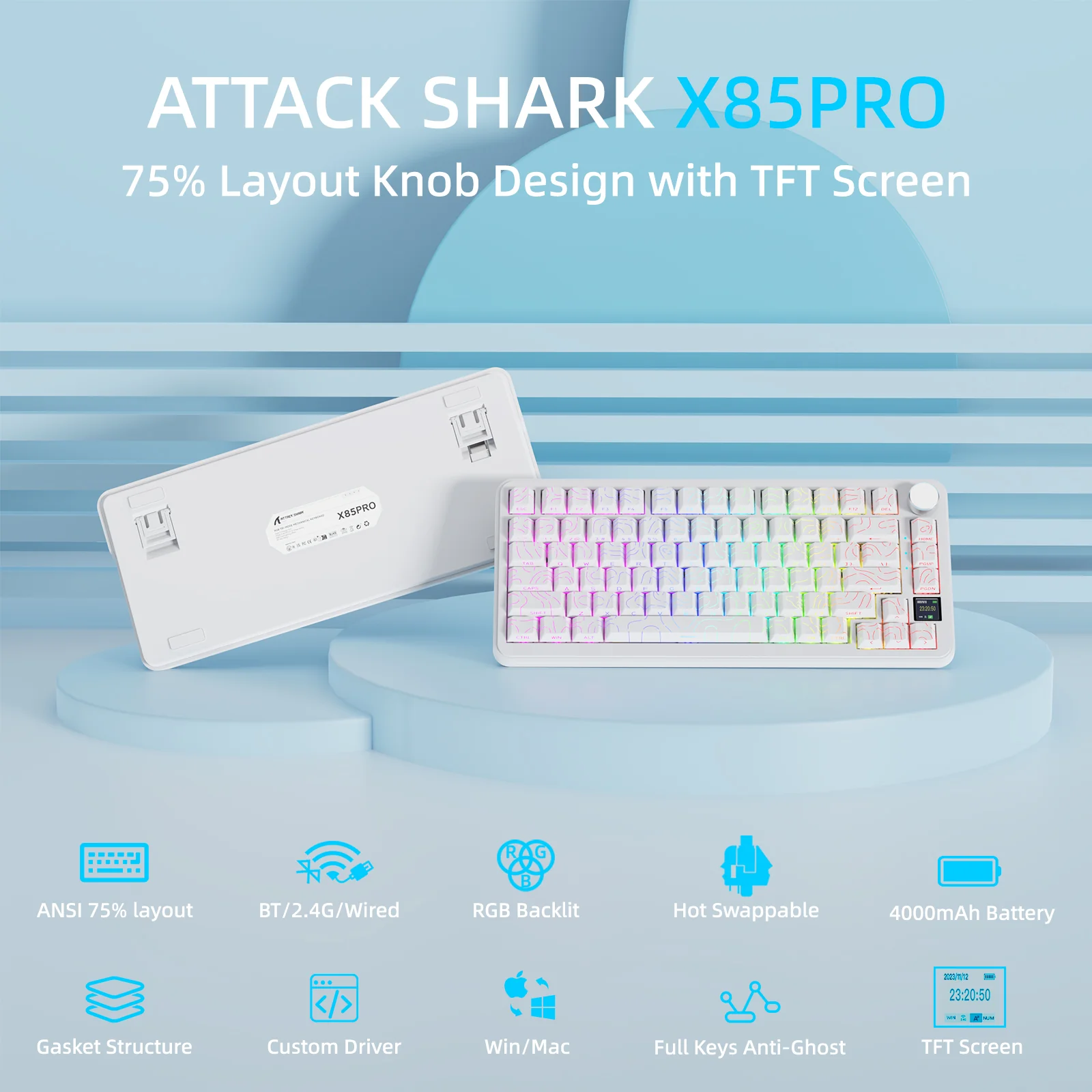 ATTACK SHARK X85PRO Tri-mode Gasket Mechanical Keyboard - Image 43