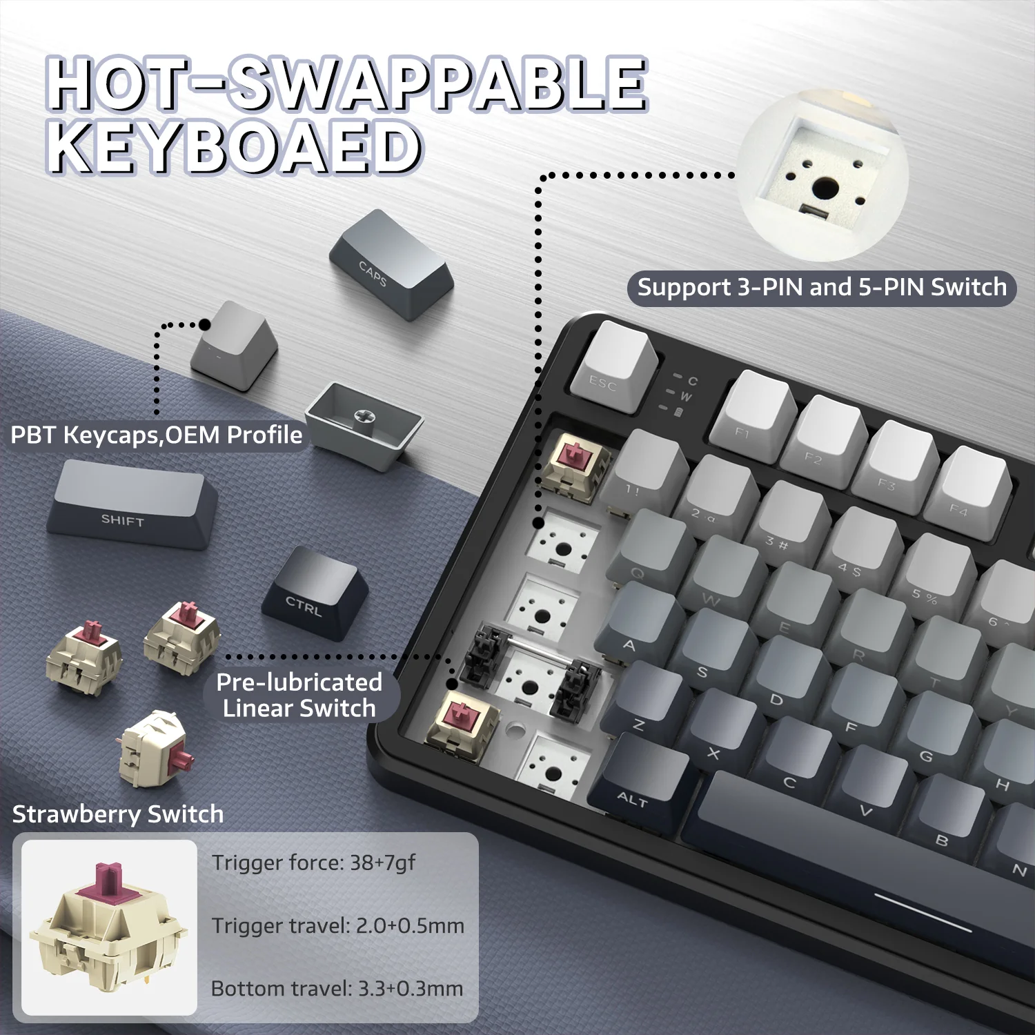 ATTACK SHARK X87 Tri-mode Gasket Mechanical Keyboard - Image 23