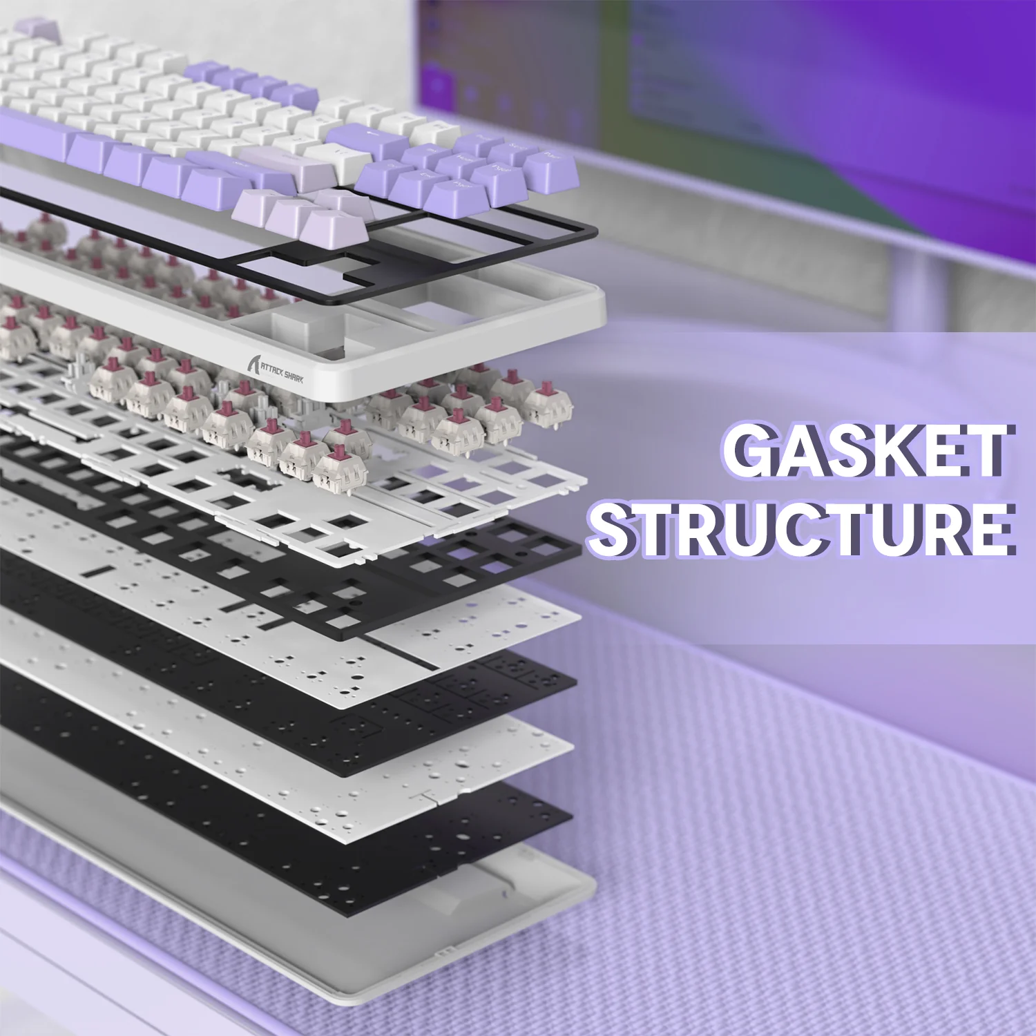 ATTACK SHARK X87 Tri-mode Gasket Mechanical Keyboard - Image 31