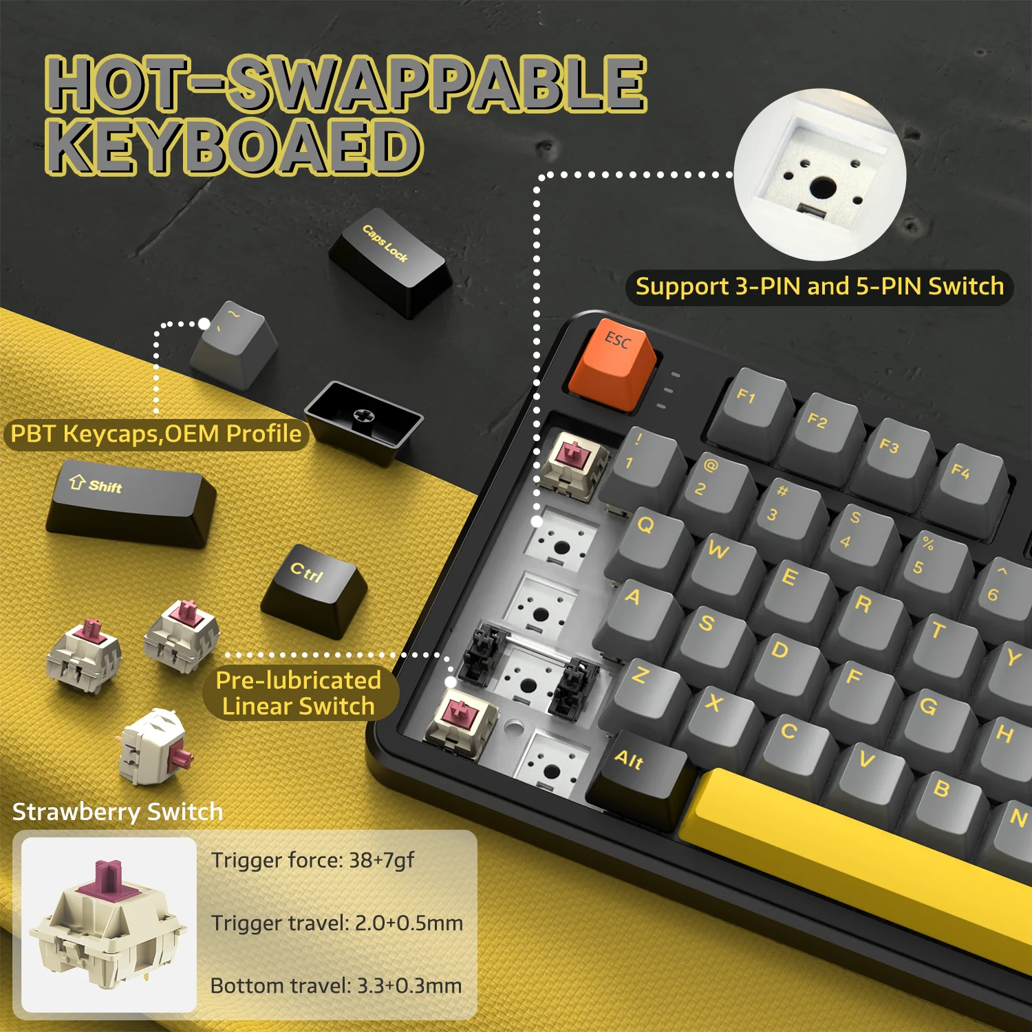 ATTACK SHARK X87 Tri-mode Gasket Mechanical Keyboard - Image 54