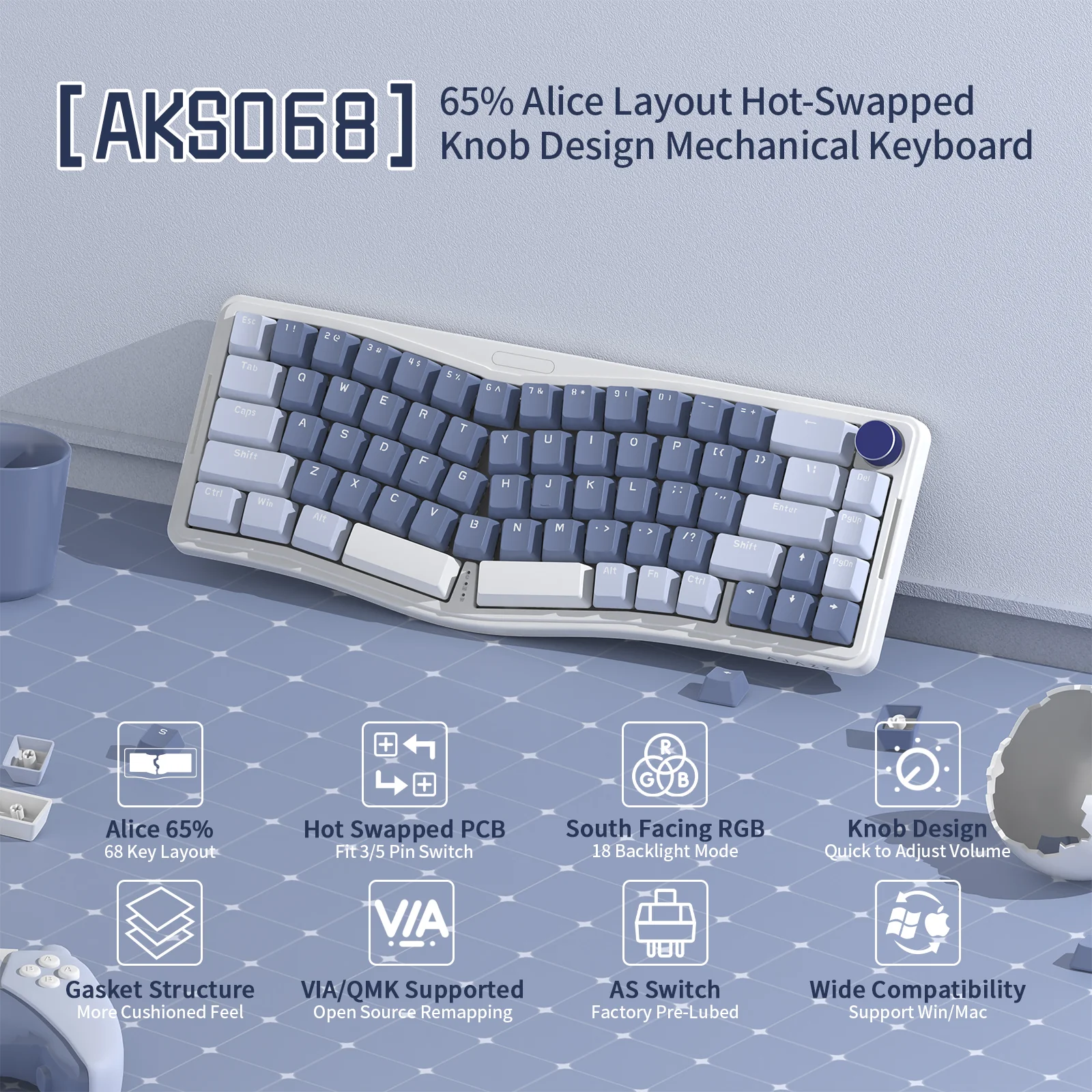ATTACK SHARK x AJAZZ AKS068 Alice Mechanical Keyboard - Image 20