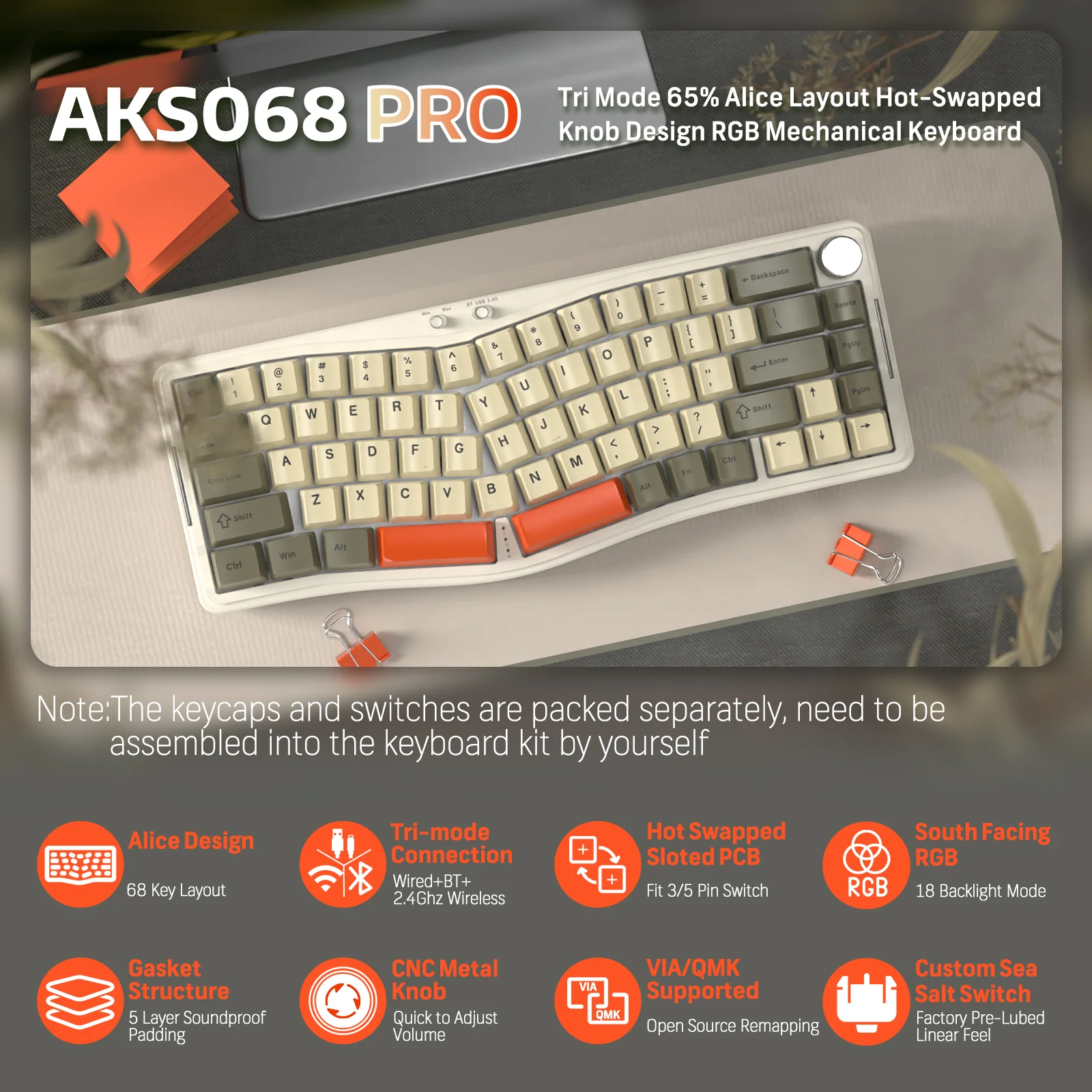 ATTACK SHARK x AJAZZ AKS068 PRO Alice Wireless Mechanical Keyboard - Image 10