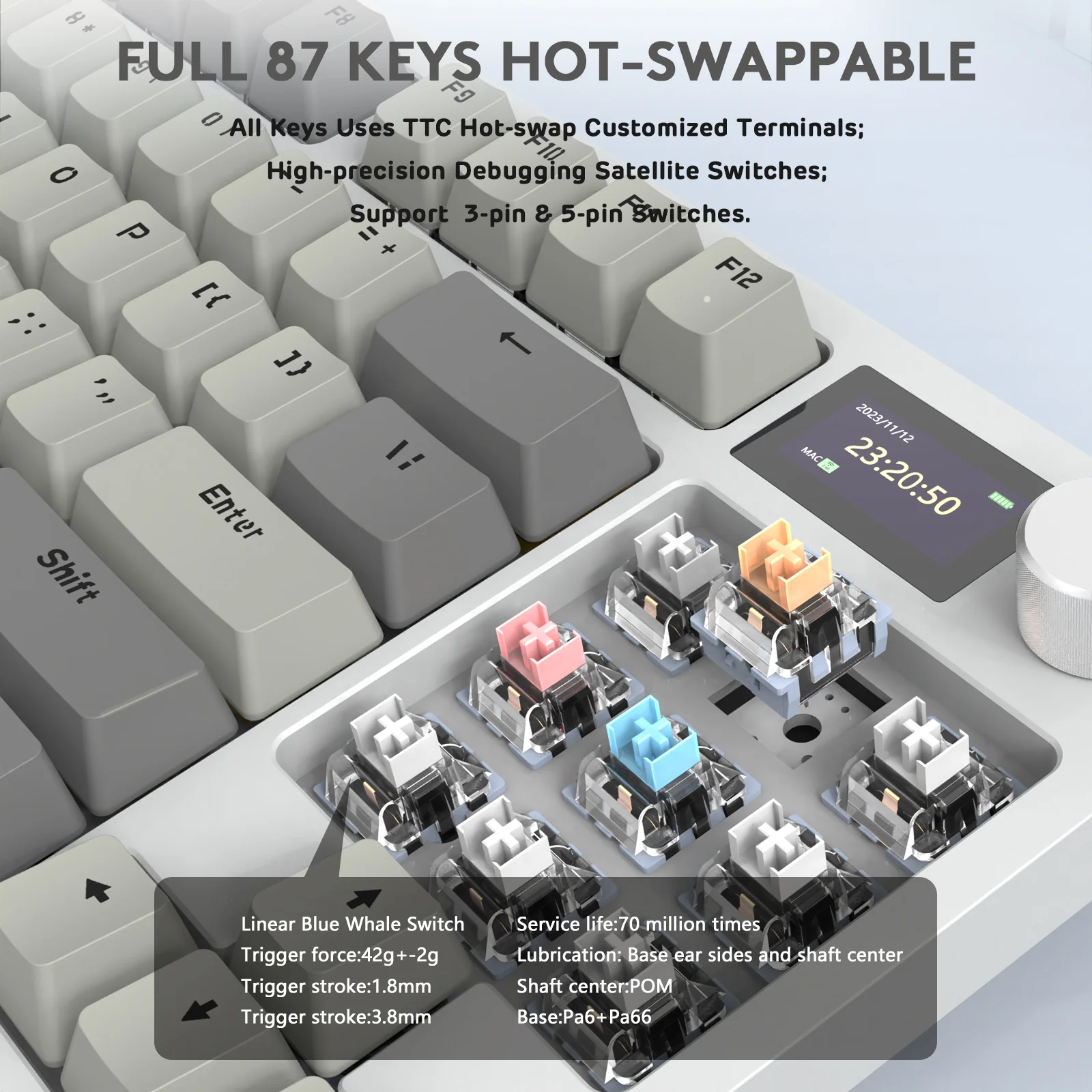 ATTACK SHARK K86 Wireless Mechanical Keyboard with Coiled Cable - Image 32