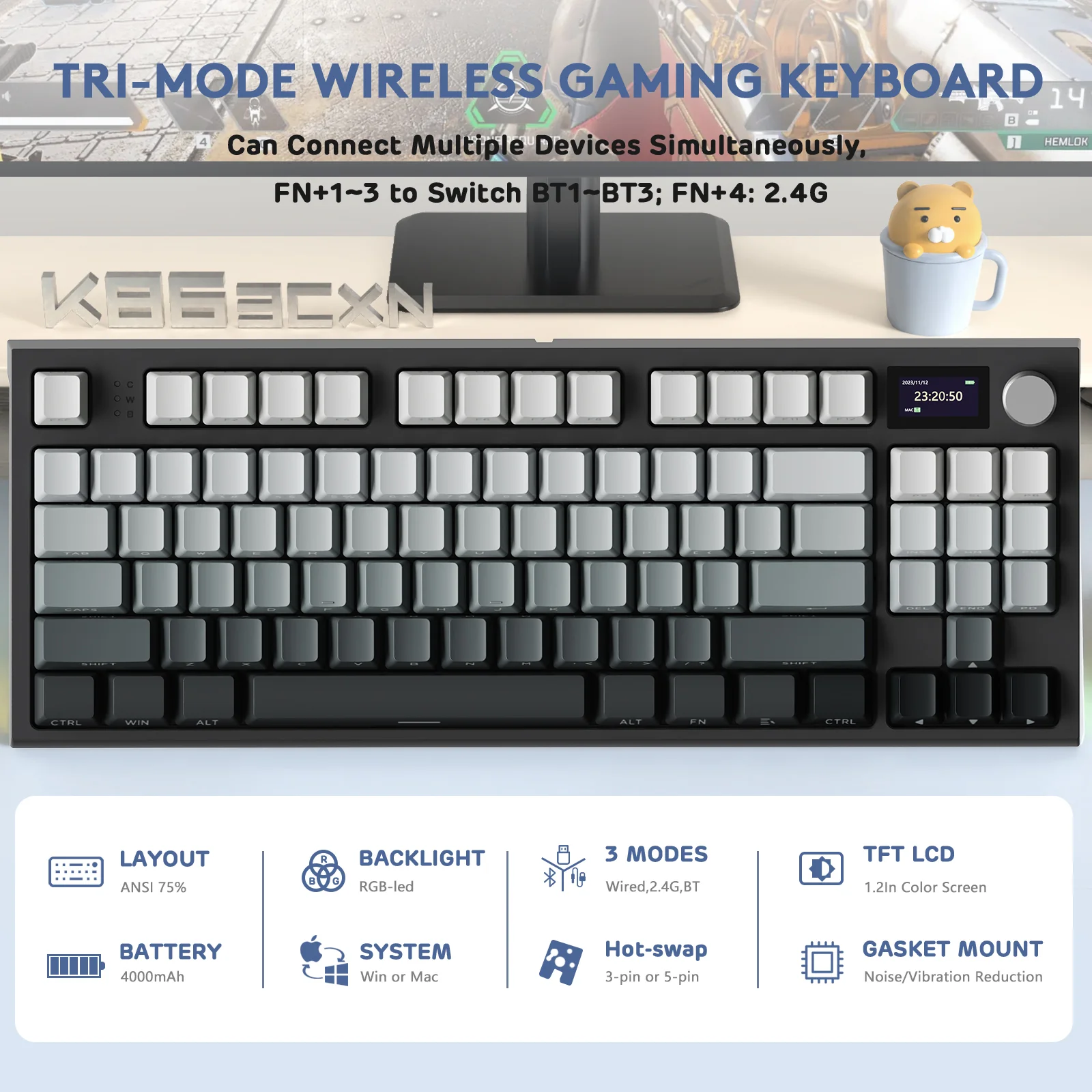 ATTACK SHARK K86 Wireless Mechanical Keyboard with Coiled Cable - Image 53