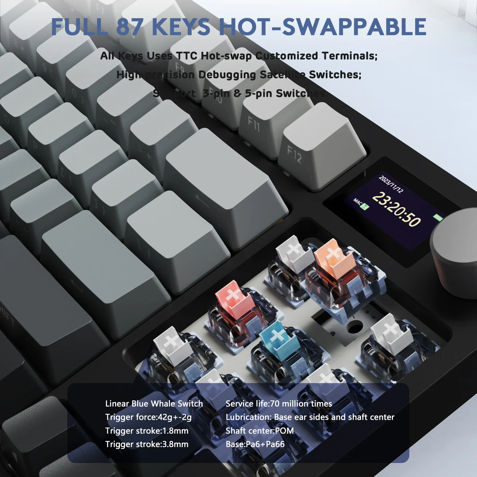ATTACK SHARK K86 Wireless Mechanical Keyboard with Coiled Cable - Image 56