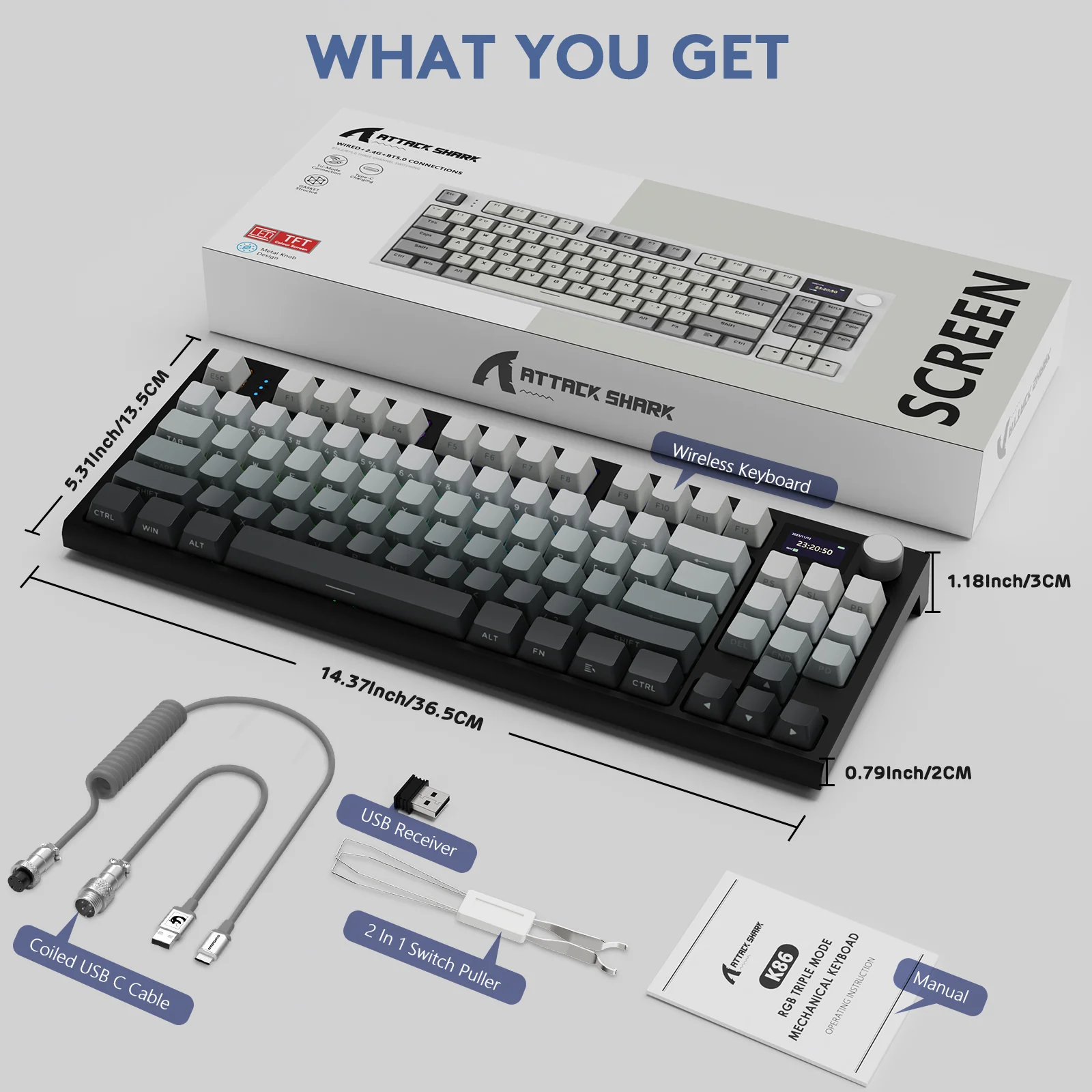 ATTACK SHARK K86 Wireless Mechanical Keyboard with Coiled Cable - Image 60