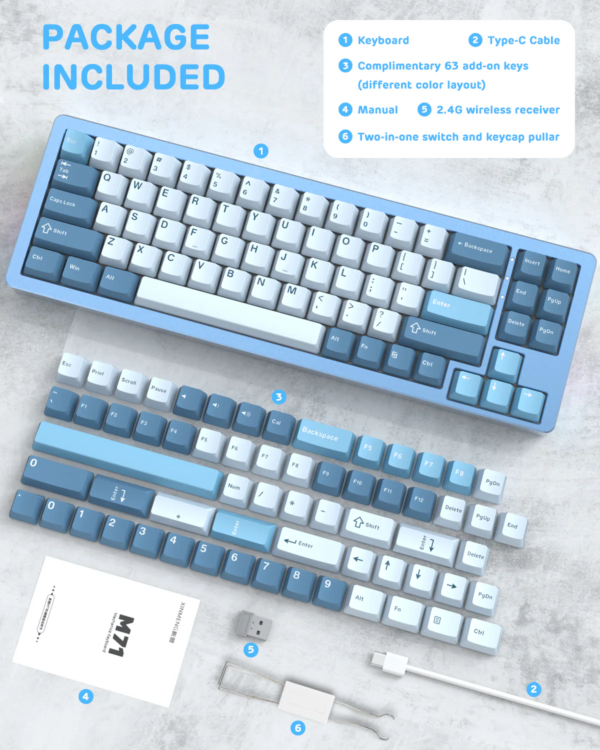 ATTACK SHARK x XINMENG M71 Knob CNC Aluminum Wireless Mechanical Keyboard - Image 18