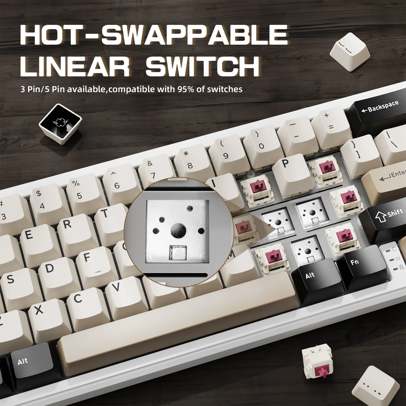 ATTACK SHARK X66 Wireless Mechanical Keyboard with 8K Coiled Cable - Image 22