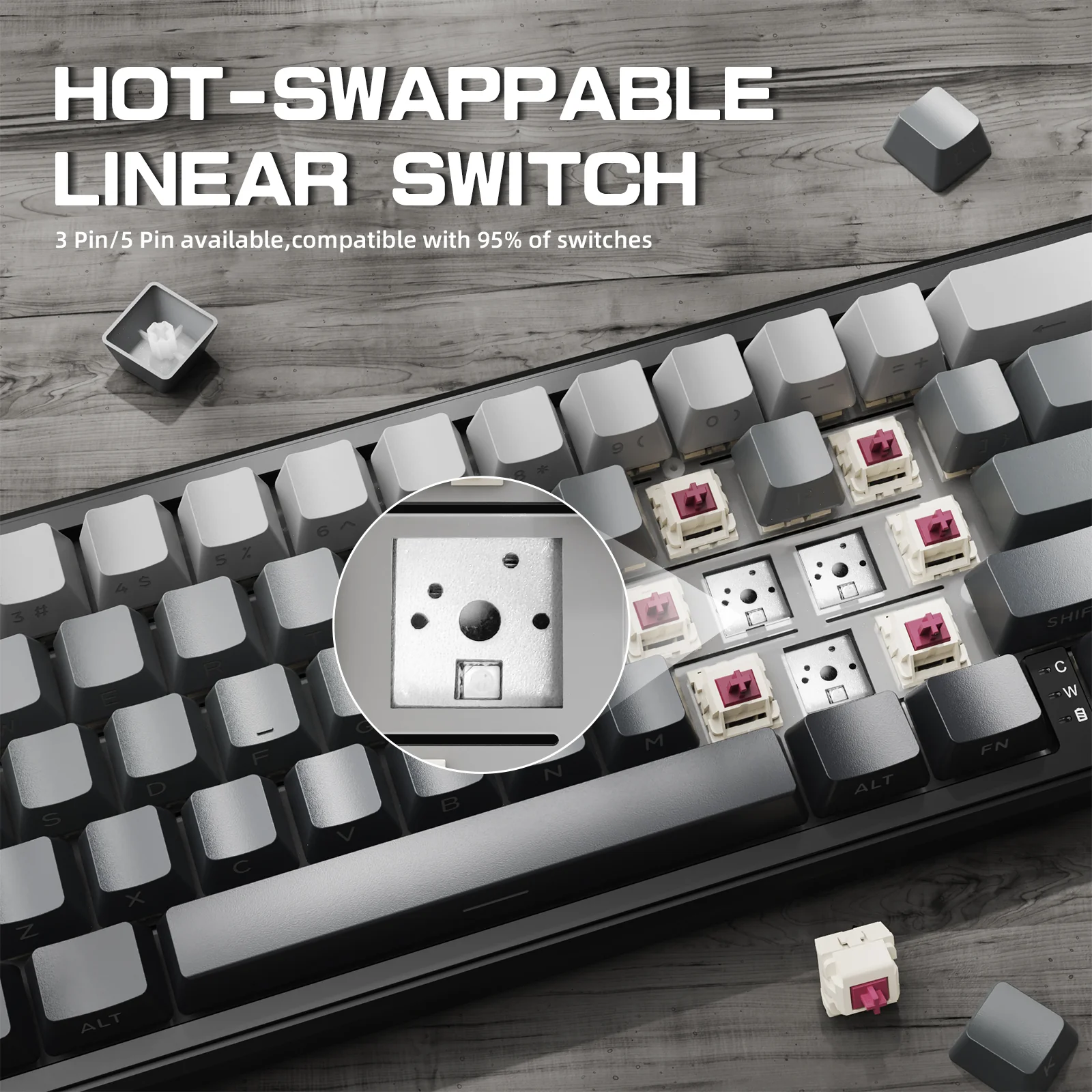 ATTACK SHARK X66 Wireless Mechanical Keyboard with 8K Coiled Cable - Image 4