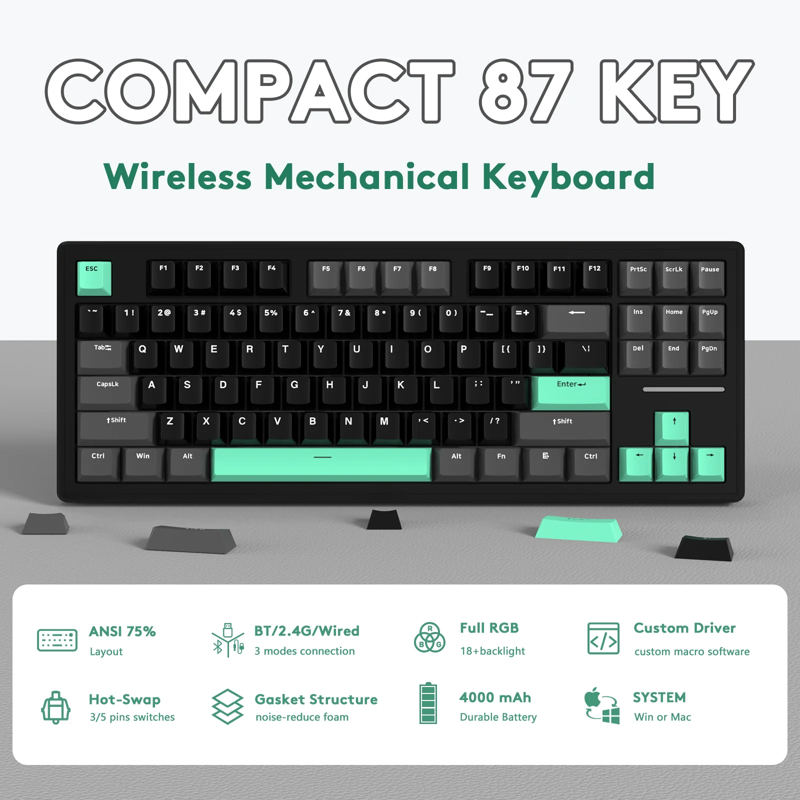 ATTACK SHARK M87 Wireless Mechanical Keyboard - Image 20