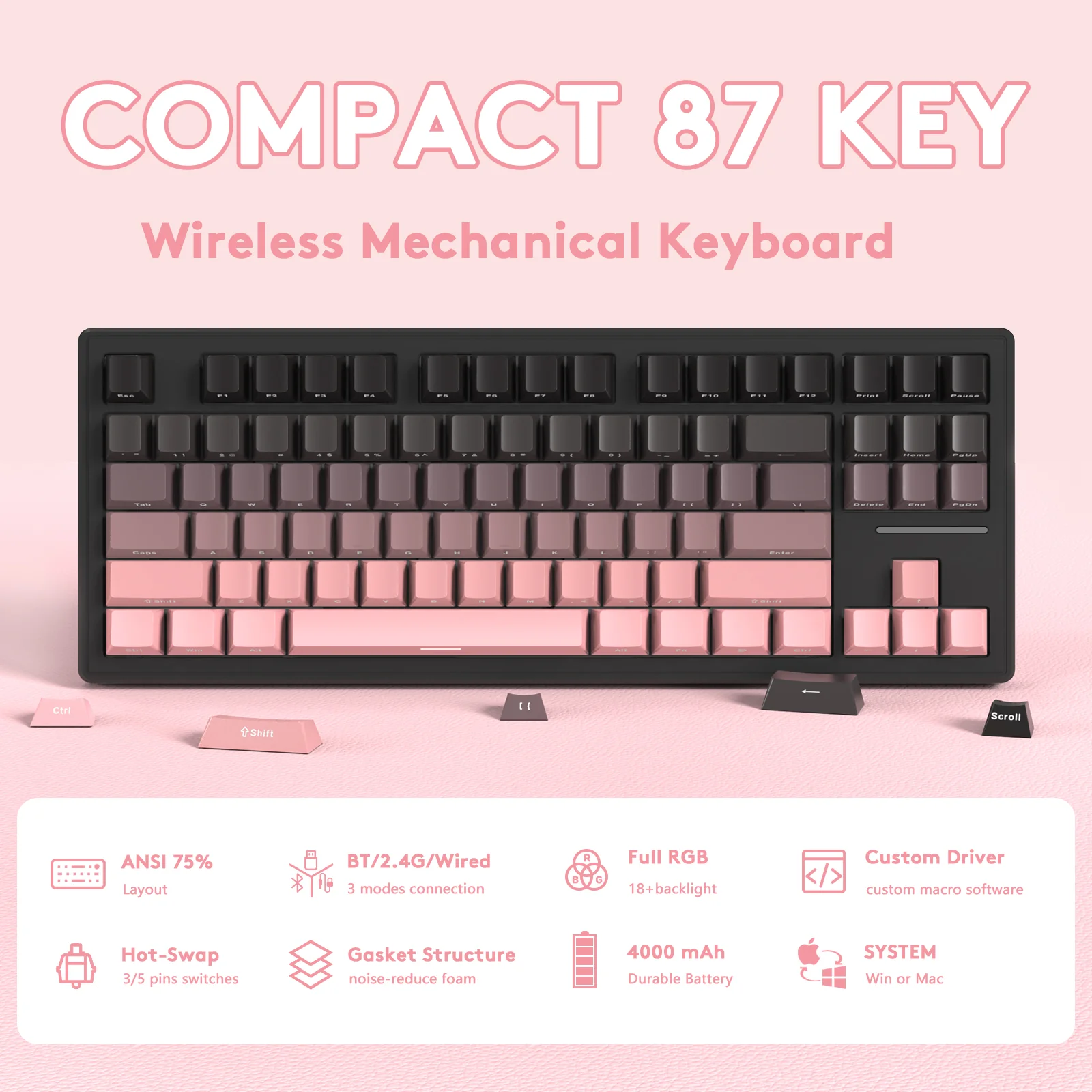 ATTACK SHARK M87 Wireless Mechanical Keyboard - Image 45