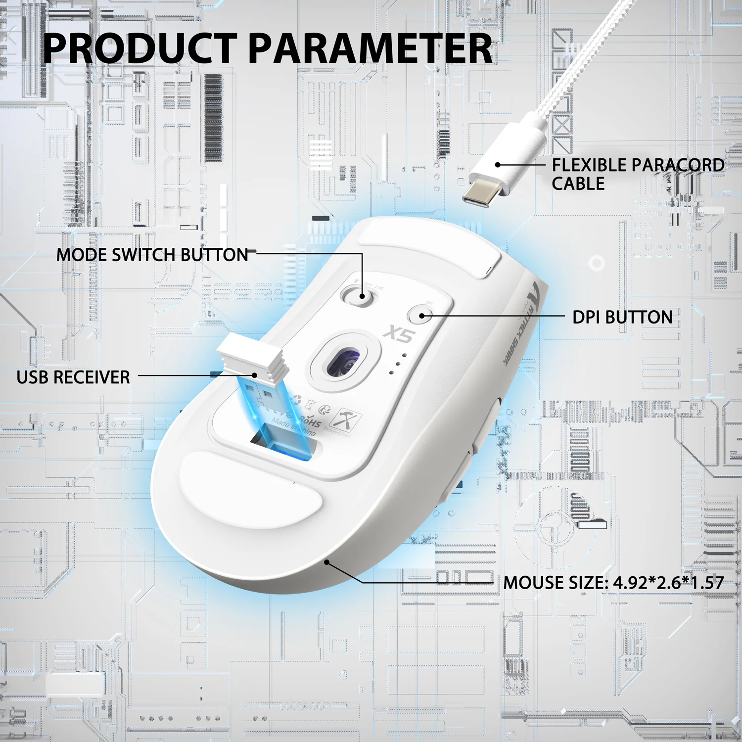 ATTACK SHARK X5 Wireless Gaming Mouse - Image 8
